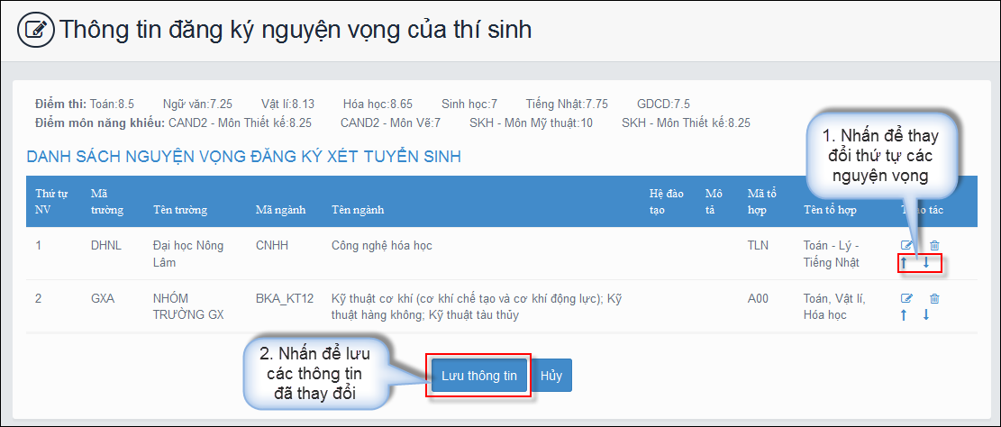 nguyện vọng xét tuyển ĐH - CĐ 2017