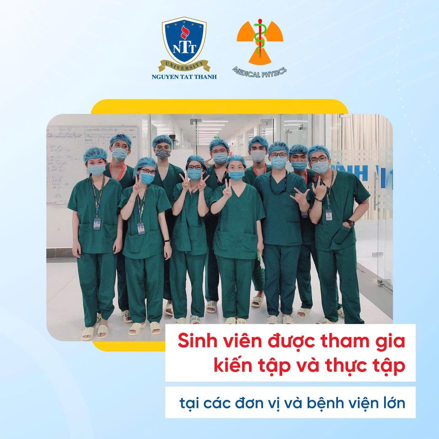 Ngành Vật lý Y khoa NTTU mang đến môi trường học tập toàn diện với nền tảng kiến thức vững chắc, đội ngũ giảng viên giàu kinh nghiệm, hệ thống phòng thực hành hiện đại và cơ hội kiến tập – thực tập tại các bệnh viện lớn.