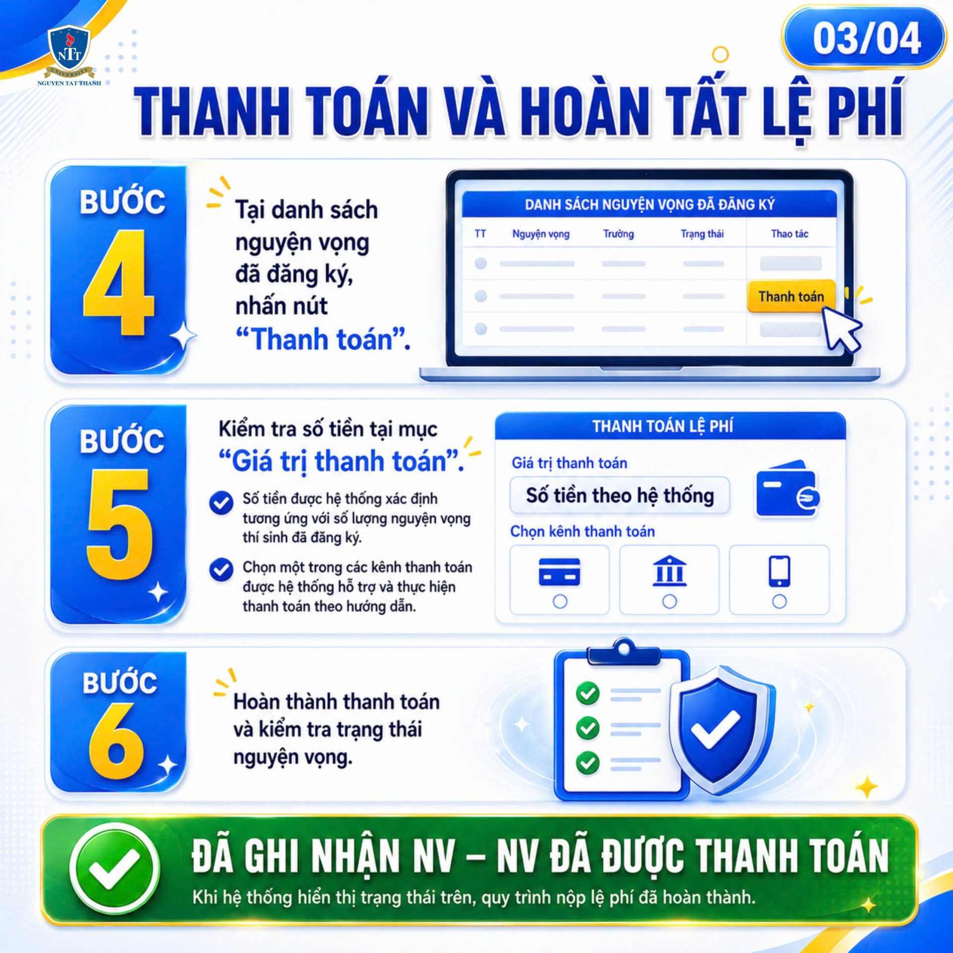 Hướng dẫn nộp lệ phí nguyện vọng xét tuyển đại học năm 2026 theo 06 cụm tỉnh, thành phố
