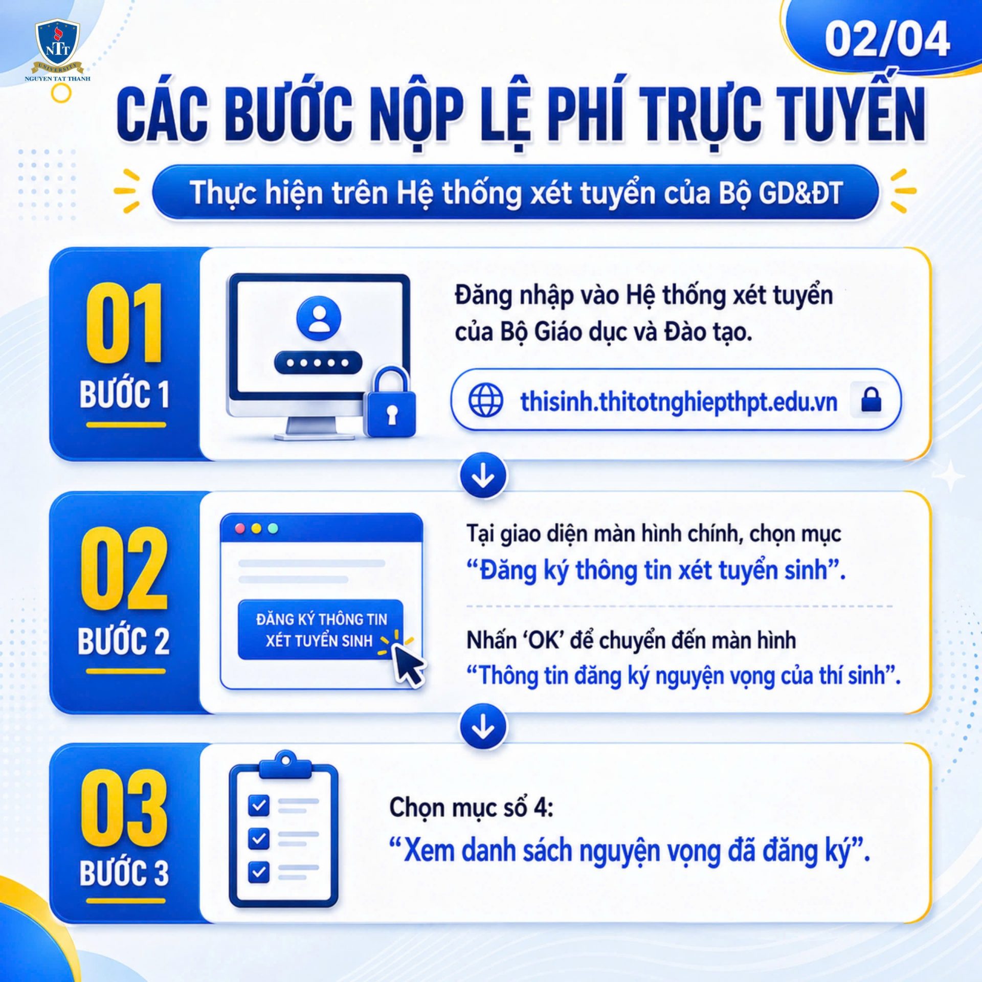 Hướng dẫn nộp lệ phí nguyện vọng xét tuyển đại học năm 2026 theo 06 cụm tỉnh, thành phố