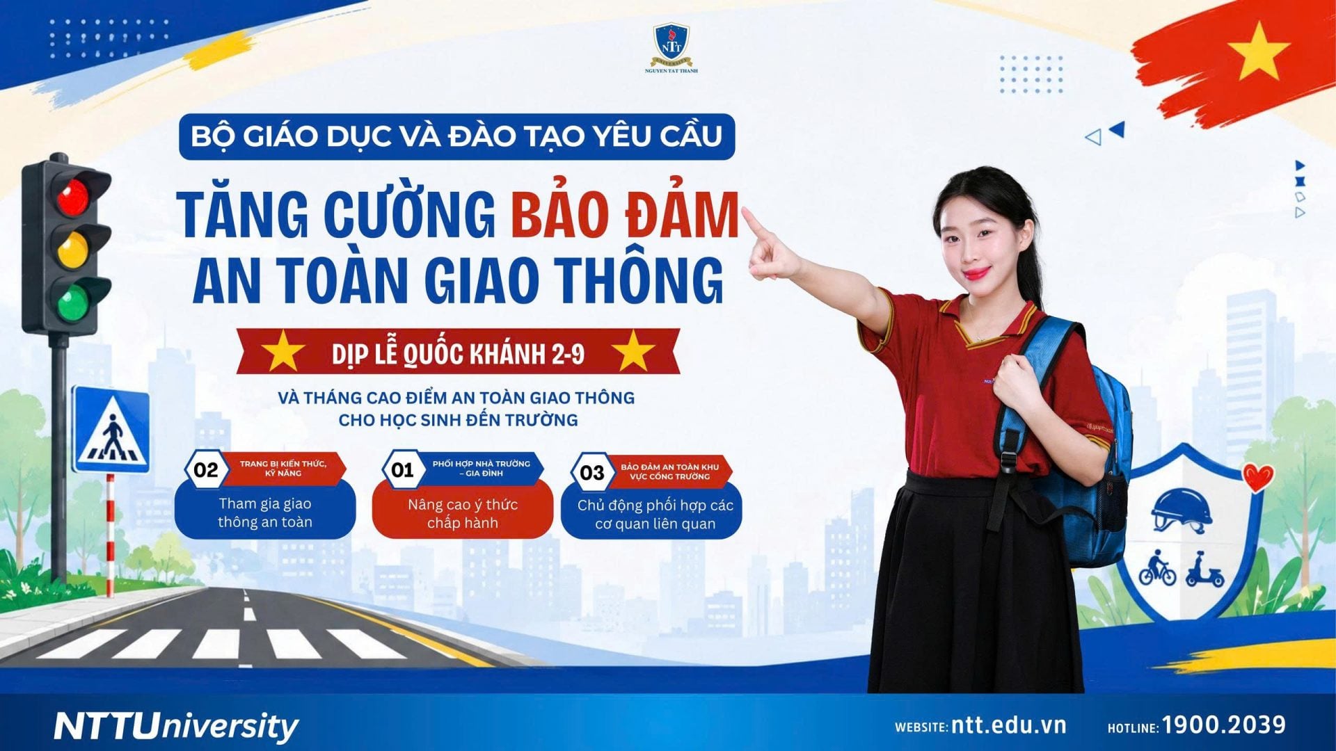 Tăng cường an toàn giao thông dịp 2-9 và tháng cao điểm Nhập học đến trường