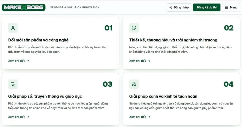 Các hạng mục dự thi 