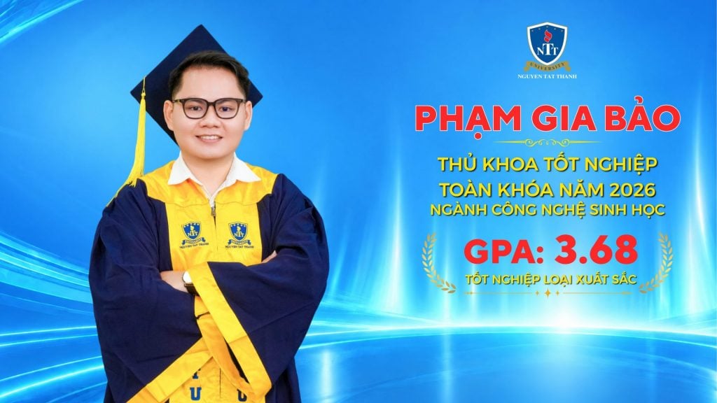 Phạm Gia Bảo, thủ khoa ngành Công nghệ sinh học Trường Đại học Nguyễn Tất Thành, tốt nghiệp loại Xuất sắc với GPA 3,68
