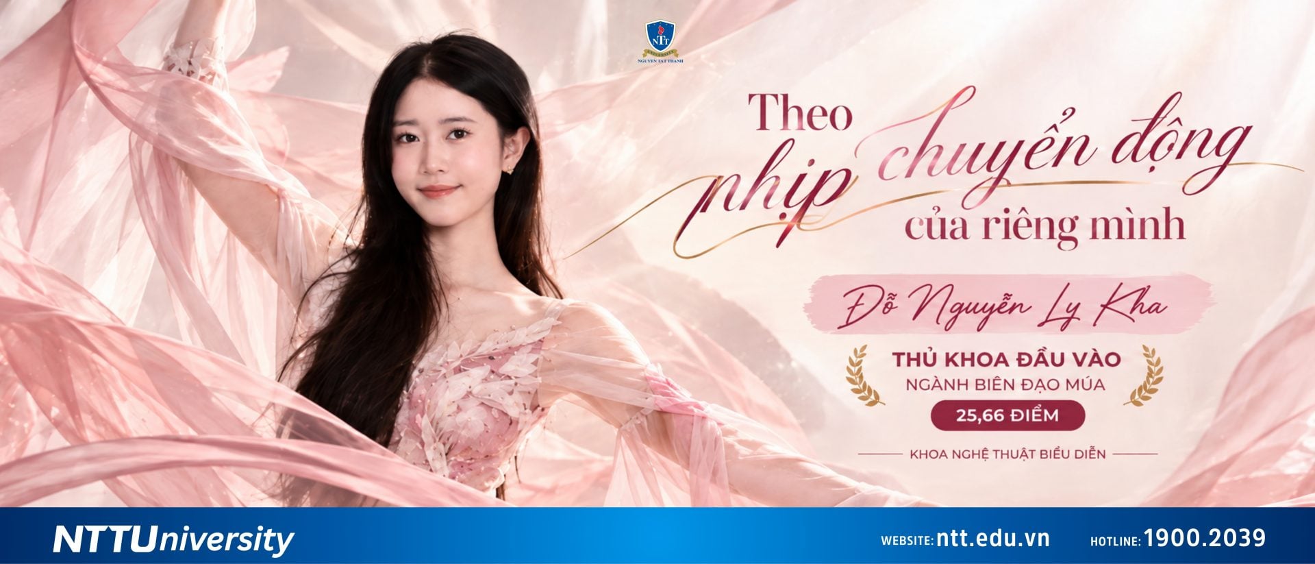 Theo nhịp chuyển động của riêng mình Đỗ Nguyễn Ly Kha Thủ khoa đầu vào ngành Biên đạo múa Khoa Nghệ thuật biểu diễn – Trường Đại học Nguyễn Tất Thành